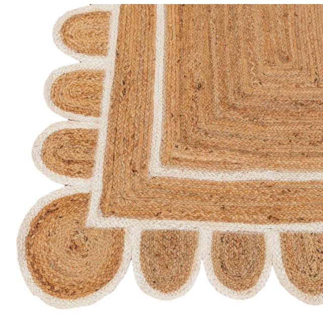 Scallop White Jute Hand Made Rug 2.5x10 Ft. For Sale - Image 9 of 12