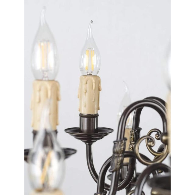 Metal Flemish Two-Story Chandelier, Belgium For Sale - Image 7 of 7