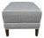 Ethan Allen Gray Upholstered Ottoman With White Piping For Sale