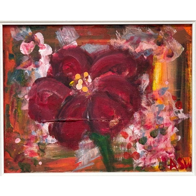 Ameryllis Study 1 - Miniature Abstract Floral Canvas Art by Contemporary Artist 2005 For Sale - Image 9 of 11