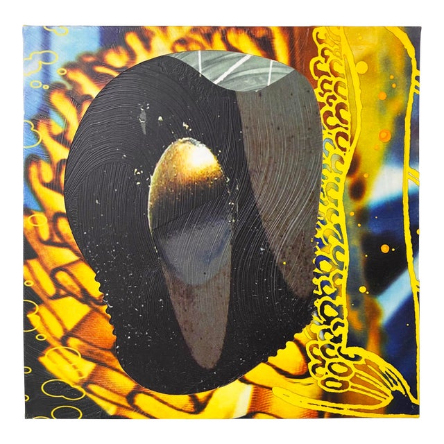 "Ruffled Yellow" by Michael DesRosiers Abstract Mixed-Media on MDF Panel (2019) For Sale
