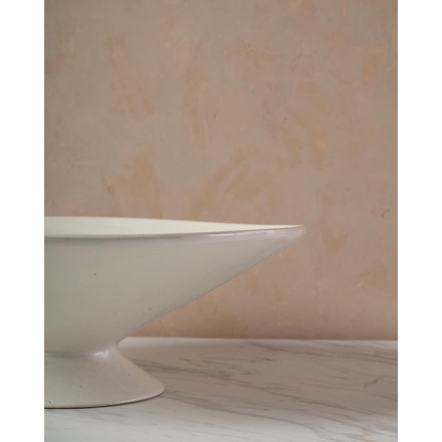 2020s Large Handcrafted Ceramic Pedestal Bowl by NPage Studio X Lostine in Salt White For Sale - Image 5 of 9