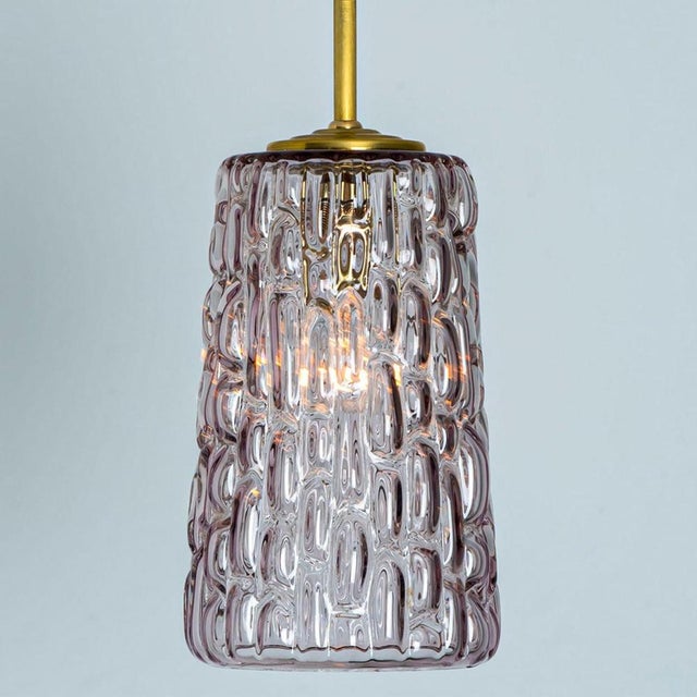Gold Purple Glass Pendant Light in the style of Kalmar, 1950s For Sale - Image 8 of 17