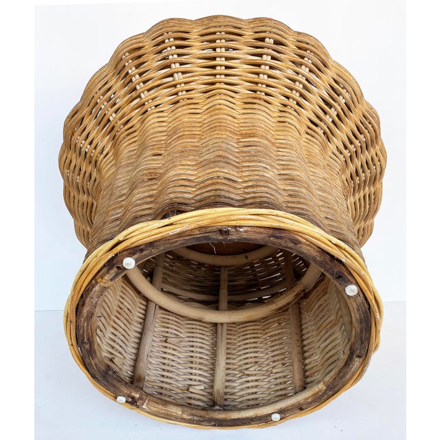 Tan Vintage Woven Rattan Wicker Ottoman/Pouf or Side Table For Sale - Image 8 of 8