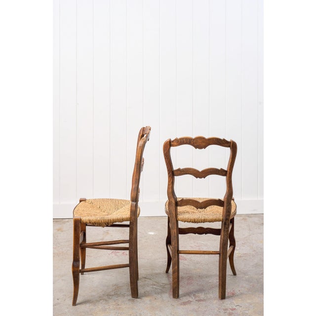 French Set of 6 | Antique French Rush Ladder Back Chairs For Sale - Image 3 of 12