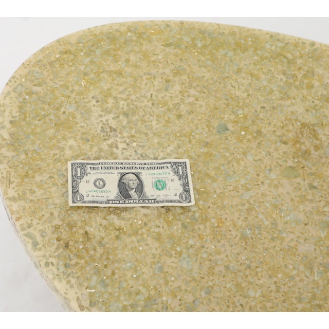 Abalone Shell Cast in Resin Oval Top Coffee Table on X-Shape Base For Sale - Image 6 of 10