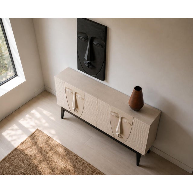 Contemporary Luxury Sculptural Face Cabinet ,Handmade Wabi-Sabi Luxury Storage Console For Sale - Image 3 of 3