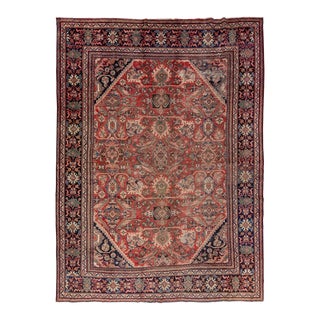 Persian Mahal Wool Rug in Red With Allover Pattern 9 X 12 For Sale