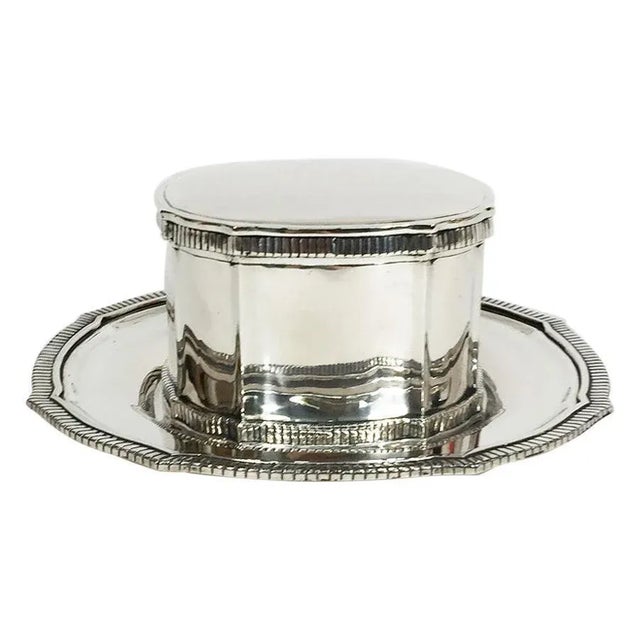 Dutch Silver Cardinal Model Biscuit Box with Plate, Set of 2 For Sale - Image 9 of 9