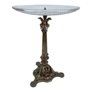Large Antique Renaissance Style Gilt Bronze and Cut Crystal or Center Piece -