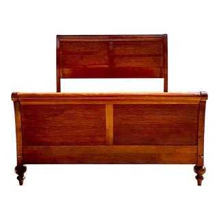 Vintage Ethan Allen British Classic Queen Sleigh Bed For Sale