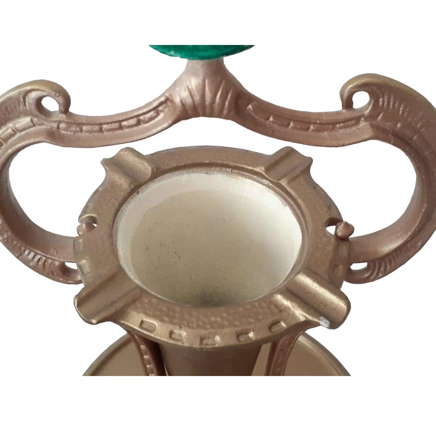 Whimsical Art Deco Painted Cast Iron Standing Ashtray With