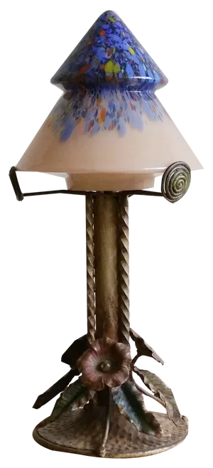Art Deco Table Lamp with Glass Shade, 1920s