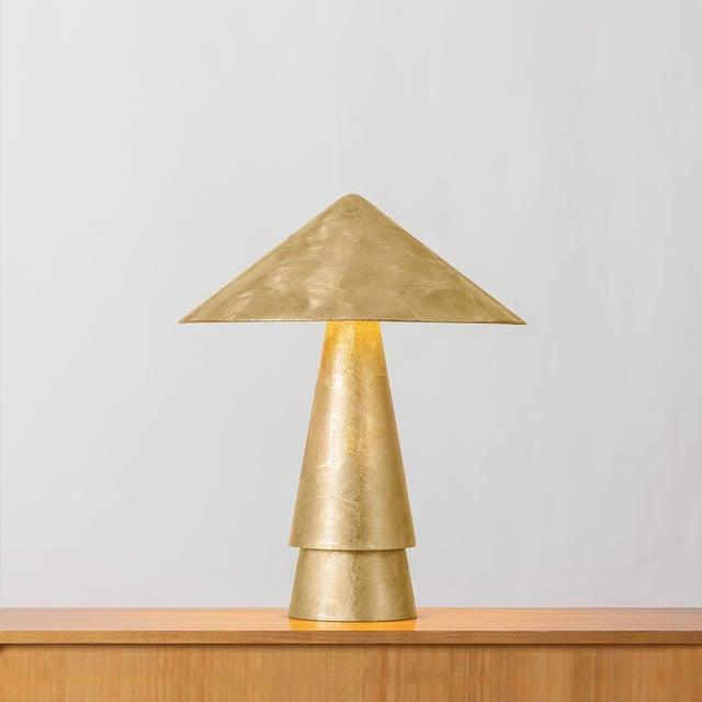 Metal Hudson Valley Lighting Foxton 18 in. 1 Light Table Lamp in Vintage Gold Leaf Finish For Sale - Image 7 of 11