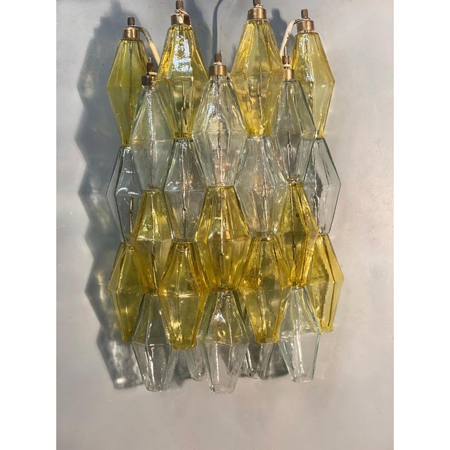Yellow and Clear Poliedri Sconces by Carlo Scarpa for Venini, 1980s For Sale - Image 10 of 15