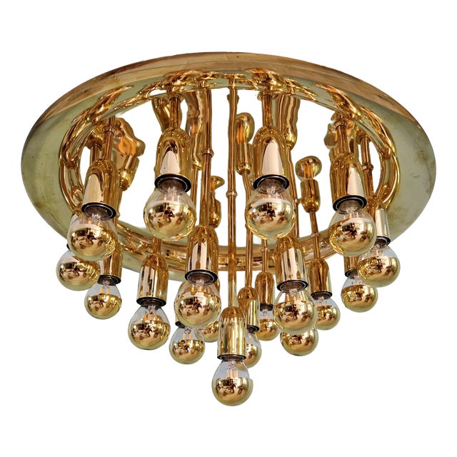 Space Age Brass Sputnik Ceiling Light, 1970s For Sale