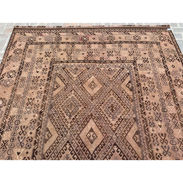 2000 - 2009 Afghan Maliki Kilim Area Rug, Handwoven Wool, 8x10, Camel & Brown For Sale - Image 5 of 11