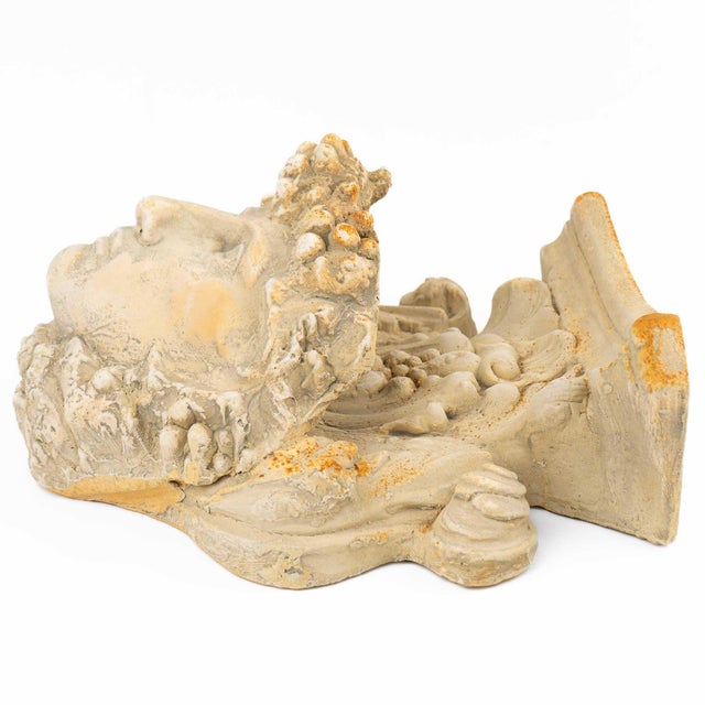 Vintage Plaster Wall Sconce Shelf With Classical Roman Face Design For Sale - Image 4 of 11