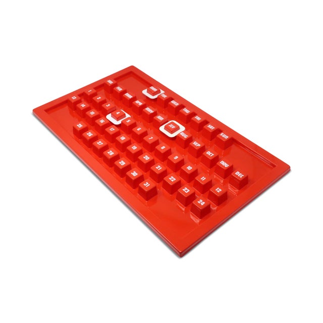 Mid-Century Modern 1970s Red Plastic Perpetual Calendar For Sale - Image 3 of 8