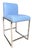 Palecek Blue Leather Counter Stool With Stainless Steel Legs For Sale