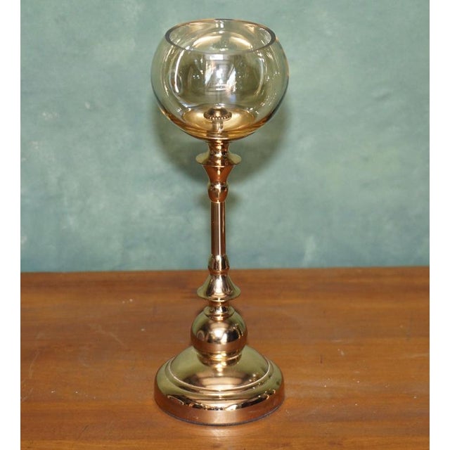 Metal Brass Finish an Glass Candleholders, Set of 4 For Sale - Image 7 of 17