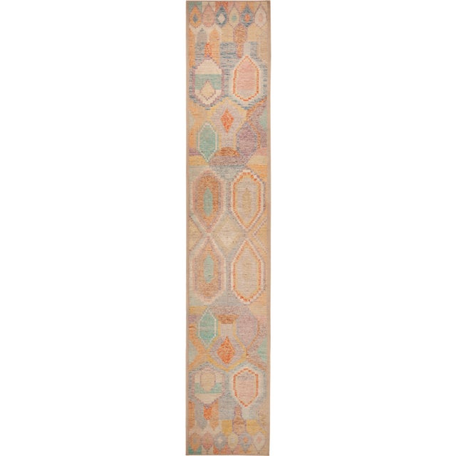 Charming Playfully Abstract Modern Contemporary Hallway Runner Rug, Country of origin: Central Asia, Circa date: Modern