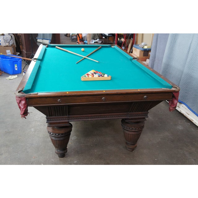 Antique 1890s Brunswick Balke Collender Jacobean Oak Union League Pool Table For Sale - Image 16 of 18