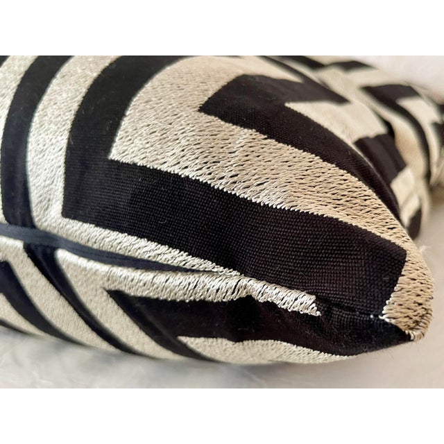 Textile Hand Embroidered Geometric Pattern All Down Pillow #2 For Sale - Image 7 of 8