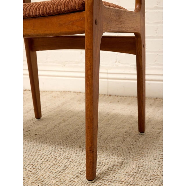 Set of Four Vintage Danish Modern Dining Chairs in Rust Corduroy For Sale - Image 4 of 12