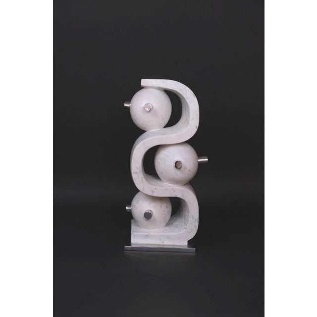 Hugo Verheyen, Incomprehension I Sculpture, 1980s, Carrara Marble and Chromed Metal For Sale - Image 8 of 10