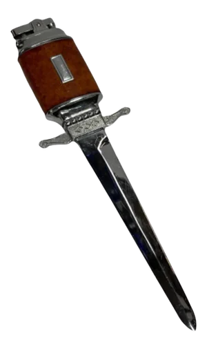 1950s Chrome Mid Century Leather Wrapped Letter Opener Lighter