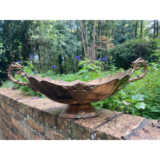 Metal Scrolled Turkish Brass Compote for the Holiday Table For Sale - Image 7 of 7