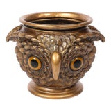 Victorian Era Gilt Bronze & Glass Owl Jardiniere For Sale