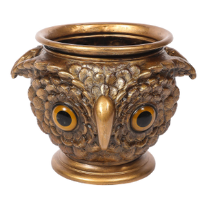 Victorian Era Gilt Bronze & Glass Owl Jardiniere