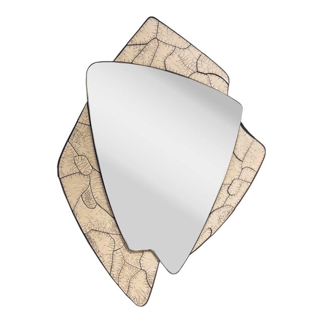 2020s Italian Deconstructed Japanese Style Rose Beige Ceramic Bronze Mirror Sculpture For Sale