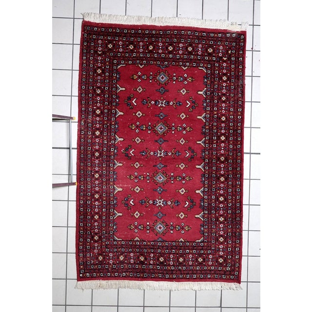 1950s, Vintage Uzbek Bukhara Handmade Rug 4 X 6 For Sale - Image 12 of 14