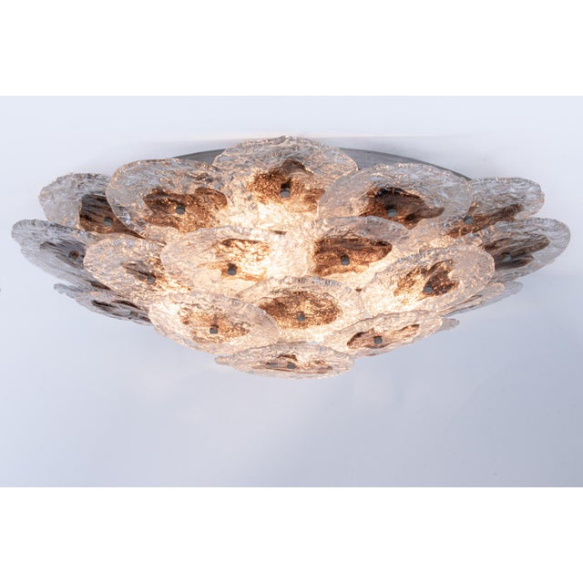 1960s Large Amber Murano Glass Flush Mount or Wall Sconce attributed to AV Mazzega, Italy, 1960s For Sale - Image 5 of 13