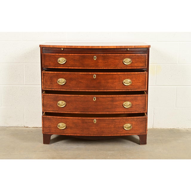 Baker Furniture Georgian Banded Mahogany Bow Front Chest of Drawers For Sale In South Bend - Image 6 of 14