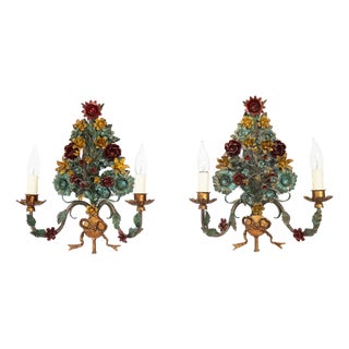 Florentine Hollywood Regency Wall Lamps, Italy, 1960s, Set of 2 For Sale