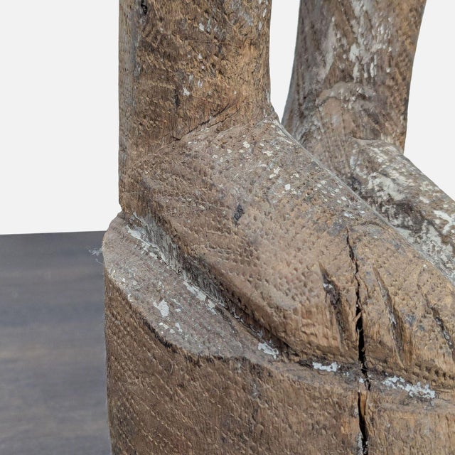Brown Monumental Hand-Carved African Style Wood Figure Sculpture on Metal Base For Sale - Image 8 of 8