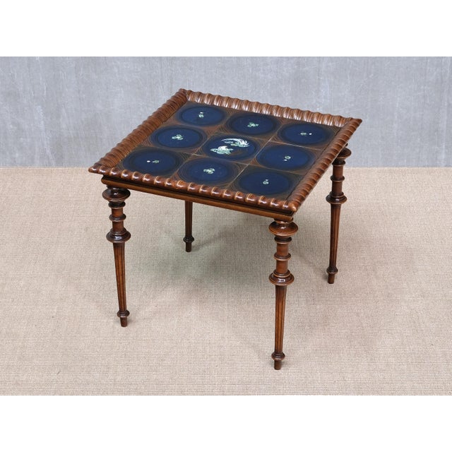 Sculptural Side Table with Hand-Decorated Tile Top from Frederik Stærmose, Denmark, 1930s For Sale - Image 4 of 17
