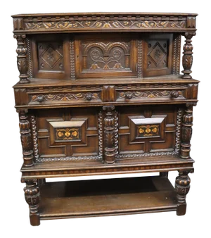 Antique Oak Jacobean Court Cabinet