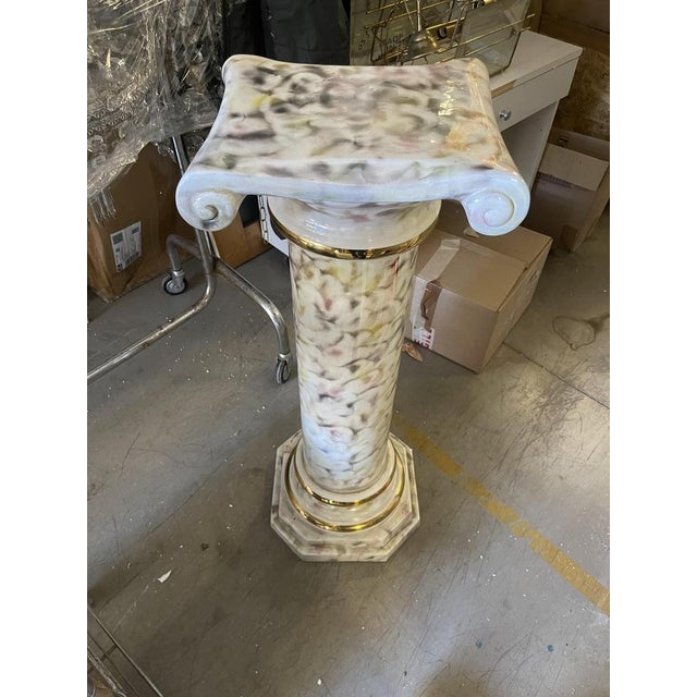 Italian Ceramic Pillar Pedestal with Table Lamp, 1980s For Sale - Image 13 of 18