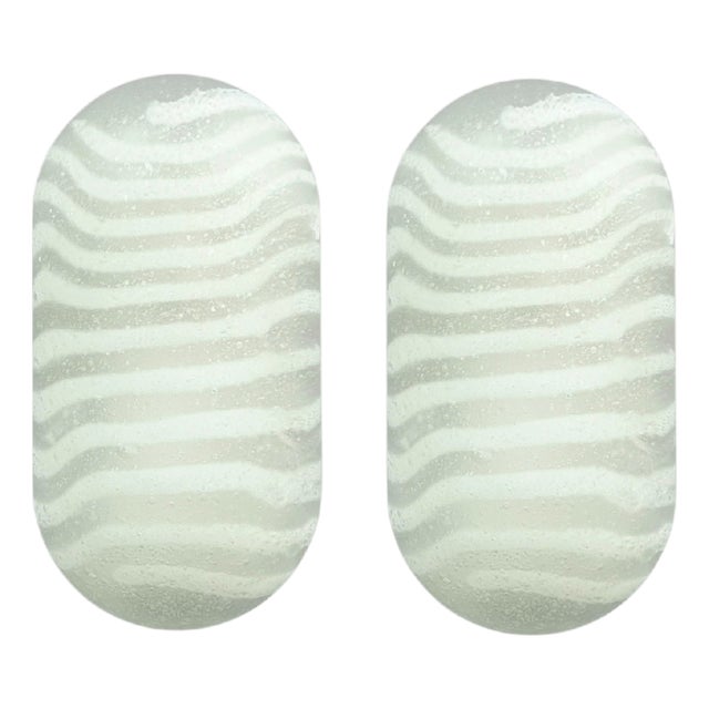 Vintage Striped Glass Wall Lamps from Peill & Putzler, Germany, 1970s, Set of 2 For Sale