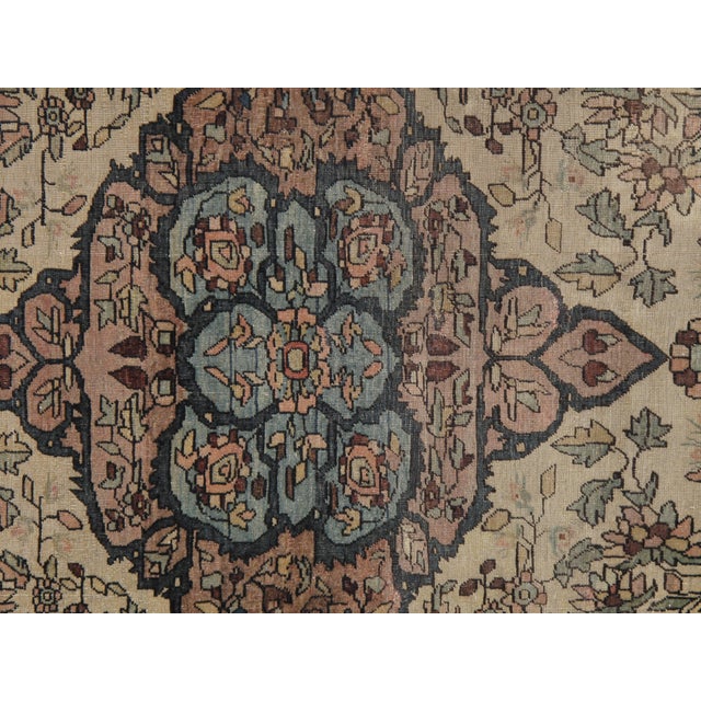 Antique Farahan Sarouk Rug, Handmade Oriental Rug, Ivory, Lt Blue Navy Very Fine For Sale - Image 17 of 18