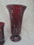 2 Ornate Ruby Red & Iridescent Mosaic Vases in good condition. You'll make an impression on your guests when the light...