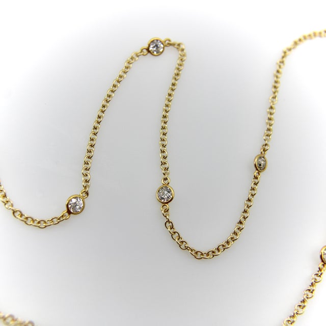 1990s 14k Gold Old European Cut Diamond by the Yard 17.5” Necklace For Sale In Los Angeles - Image 6 of 9