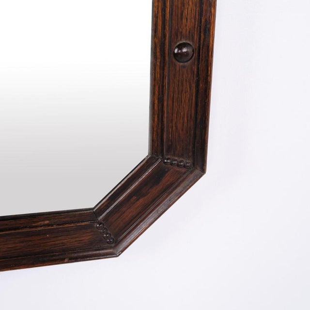 Rectangular Mirror with Carved Dark Wood Frame, 1940s For Sale - Image 6 of 7
