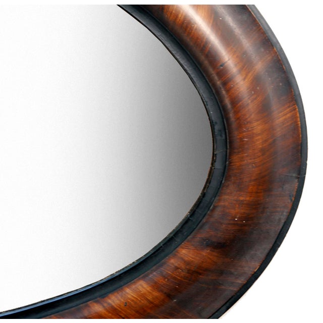 A Charming Antique Oval Wood Wall Mirror with a handpainted Tortoise Shell paint effect on the frame. A Classic Look.