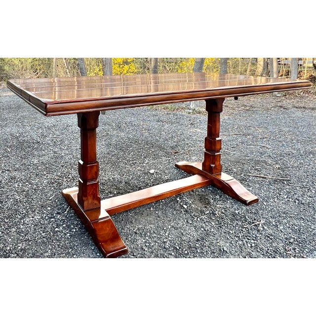 ABC Carpet & Home Abc Carpet & Home Rustic European Trestle Dining Table For Sale - Image 4 of 11